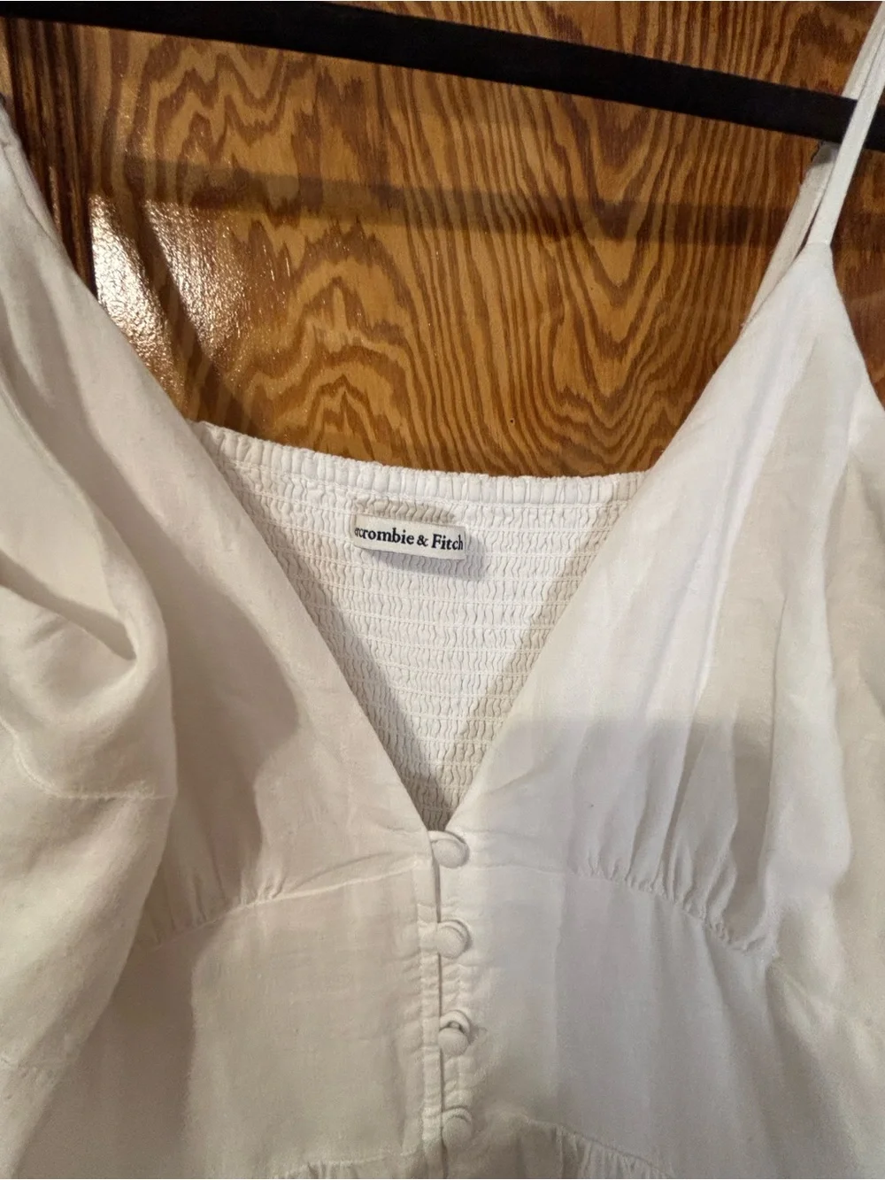 Abercrombie & Fitch White Button-Front V-Neck Maxi Dress